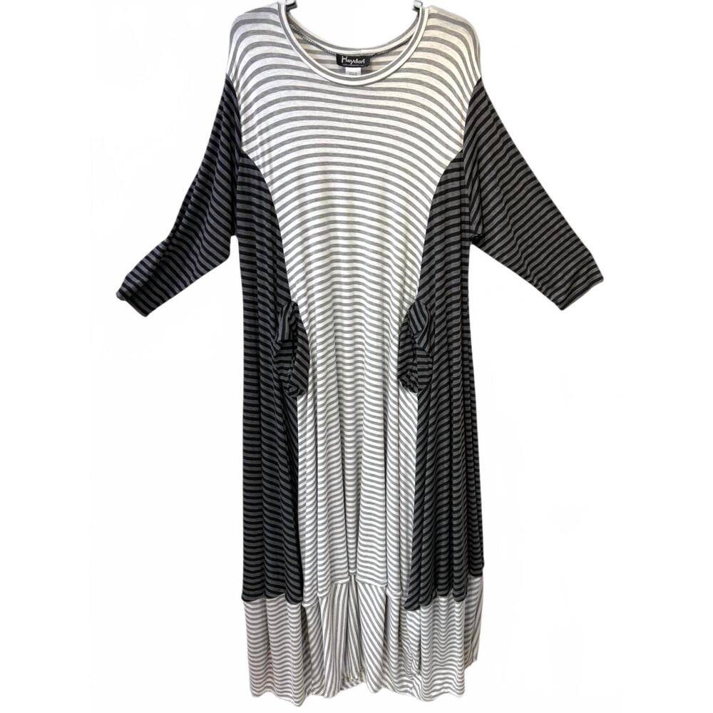 NEW HEYDARI women's striped dress in grey/black stripe